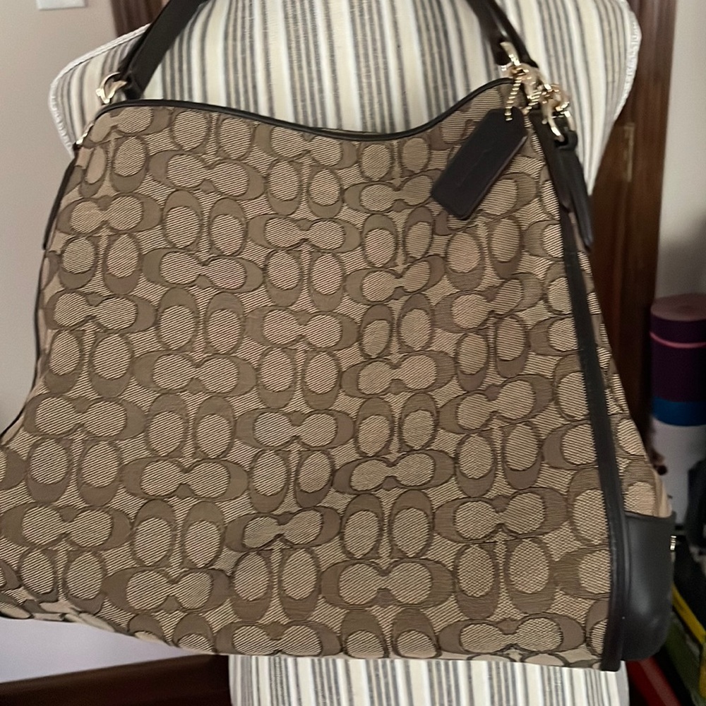 Coach Brown Canvas/ Leather Lexy Shoulder Bag